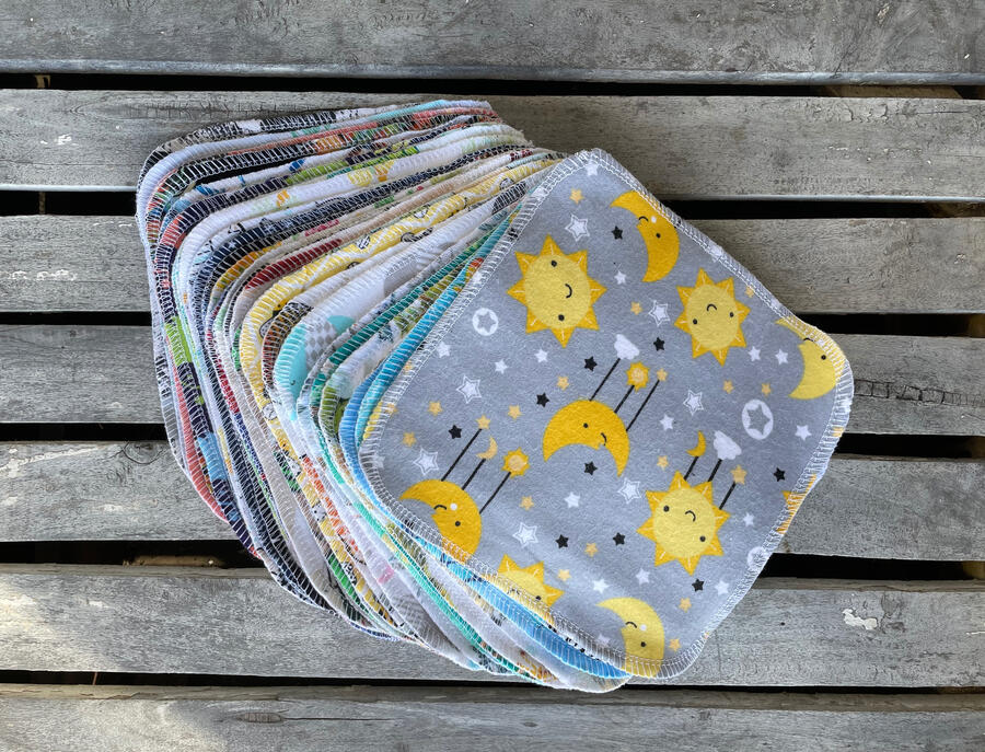 2 ply flannel cloth baby wipes for babies, or family cloth